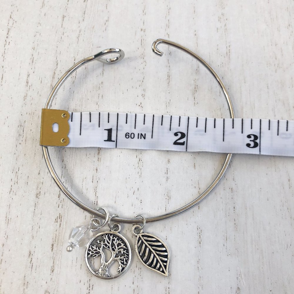 Silver Bangle Bracelet w/ Charms - Picture 4 of 4